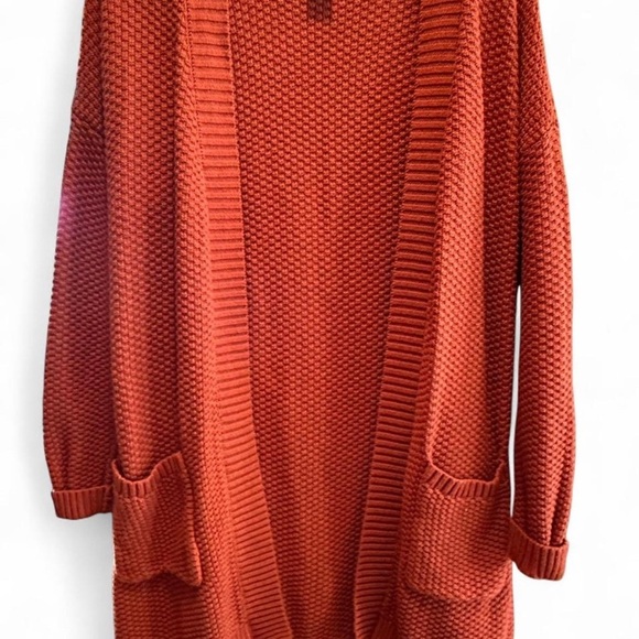 Max Studio Open Front Knit Cardigan size Large Rust Orange Womens - Picture 3 of 7